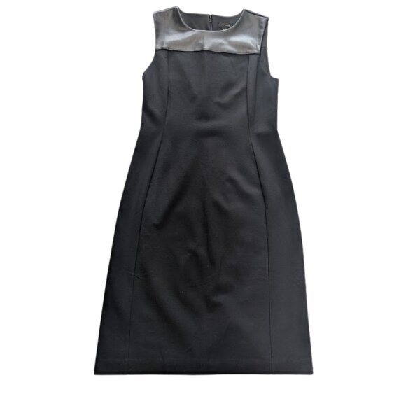 Ann Taylor Ponte Faux-Leather Yoke Sheath Dress Black *Size 4 - Picture 1 of 7